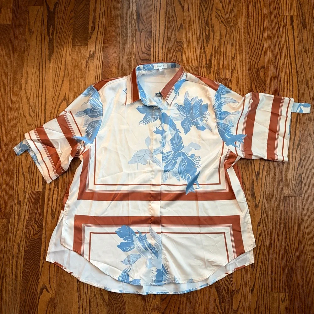 Billy J Amore Print Sicily Shorts Co-Ord Set Button Up Shirt US M AU 10 - Picture 5 of 16